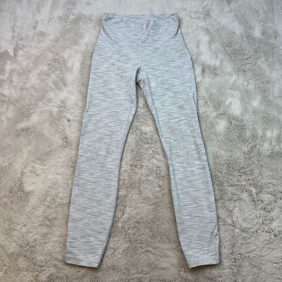 Lululemon Womens 4 Train Times Pants Crop Leggings Grey White Heathered Mesh - Picture 2 of 14